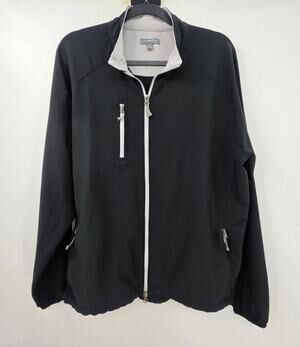 Peter Millar Wind Full Zip Black Golf Jacket Lightweight Bethesda Golf Size L